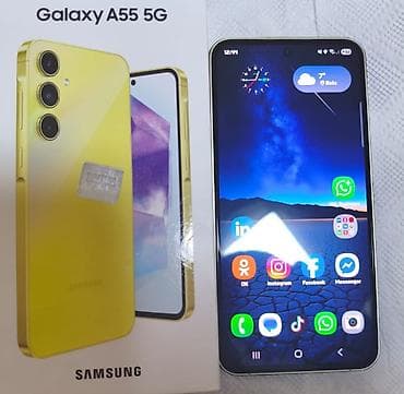 iphone 7 2013: Samsung Galaxy A55, 256 GB, rəng - Sarı, Barmaq izi — 2