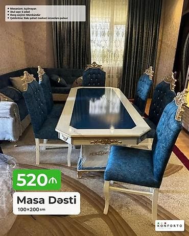 kohnə stul: Masa Dəsti – 100×200 sm - Mexanizm: Açılmayan - Stul sayı: 6 ədəd - — 1