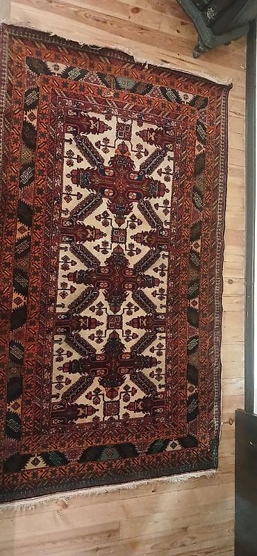 xalca quba: Qədimi üslublu AG GUL QUBA əl toxuması xalça - Naxış: mərkəzdə — 3