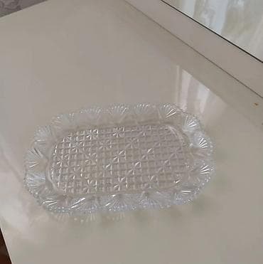 Tort və şiriniyyat qabı, rəng - Gümüşü, Xrustal, Çexiya