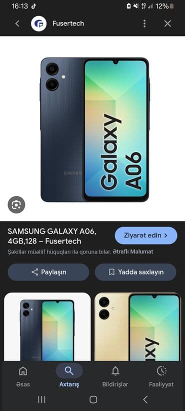 samsung a16 qiymeti kontakt home: Samsung Galaxy A06, 128 GB, rəng - Göy, İki sim kartlı — 1