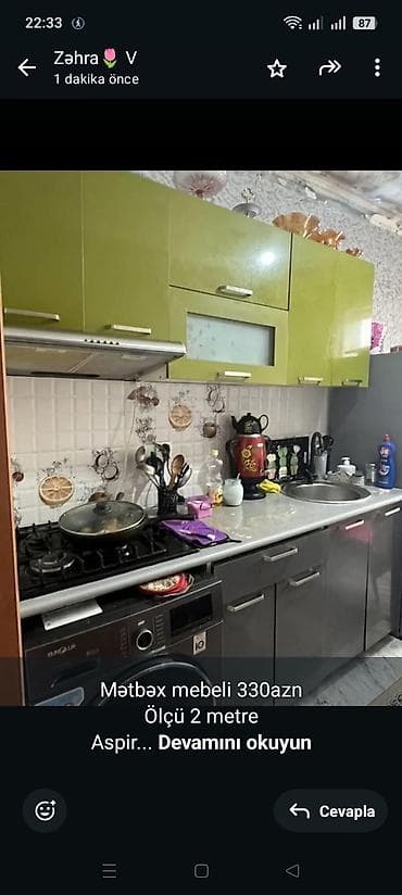 Mətbəx mebeli 330azn Ölçü 2 metre Aspirator moyka verilir Sabunçu — 1