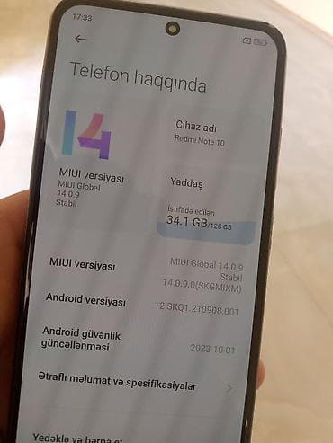 Redmi Note 10, 128 GB, rəng - Gümüşü, Barmaq izi