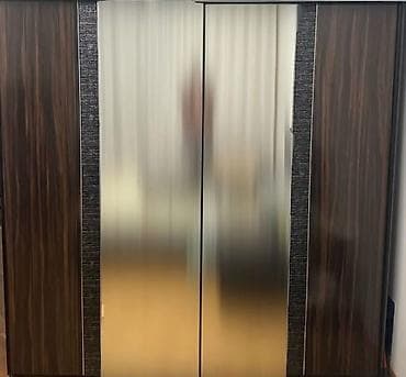 Yataq otağı mebel dəsti - Şkaf: sürgülü qapılı, tünd ağac dekorda
