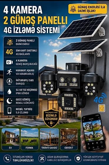 4 kamera, 2 günəş paneli ilə 4G izləmə sistemi - Günəş enerjisi ilə