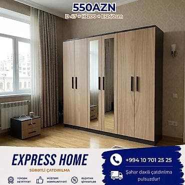ucuz dolap: Yeni, 6 qapı, Güzgülü, Açılan, Düz dolab — 1