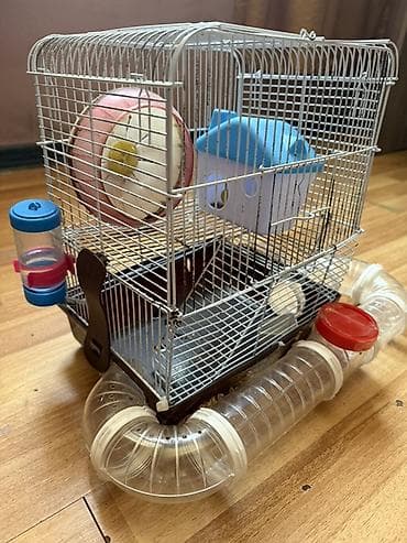 Heyvanlar üçün mallar: Hamster üçün tam dəst 2 mərtəbə qəfəs - Metall karkaslı, çıxarılan — 2