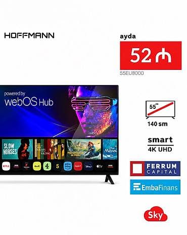 freedom sky: Yeni Televizor Hoffmann LED ekran 55" 4K (3840x2160), Pulsuz çatdırılma — 1