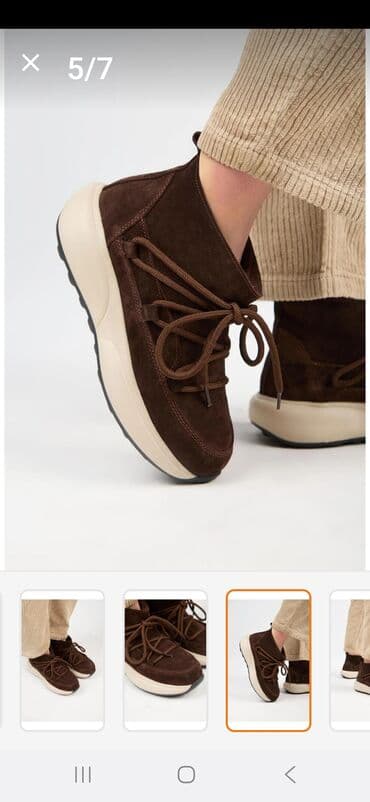 qəhvəyi qadın botilyonu: Qadın ayaqqabısı – qəhvəyi zamşa bot.37 razmer,amma 38-38,5 gedir - — 1