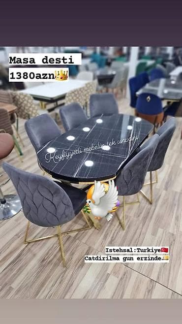 Qonaq otağı üçün, Yeni, Oval masa, 6 stul — 1