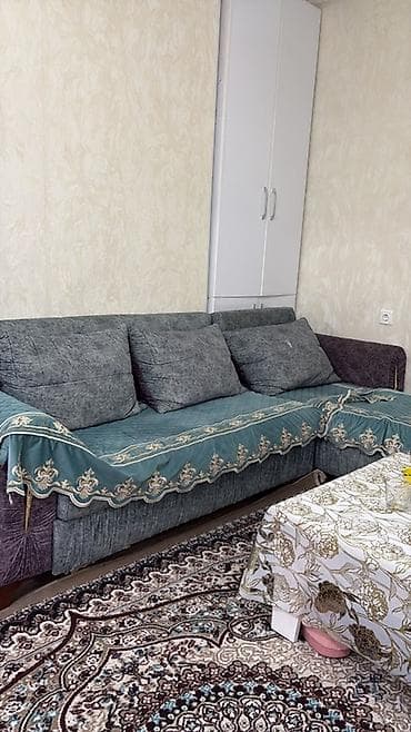 divan satisi: TƏCİLİ SATILIRL‑şəkilli yumşaq künc divan - Rəng: boz-yaşıl oturacaq — 3