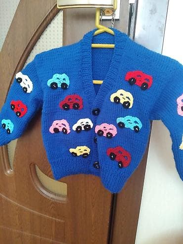 usaq ust geyimi: Uşaq üçün əl işi toxunma kardiqan - Rəng: parlaq kobalt-mavi - — 2