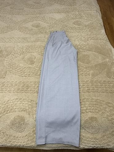 kəsdum şalvar: Boz rəngli klassik kişi şalvarı - Model: düz kəsim, yüksək bel — 2