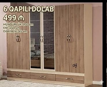 dolab dəhliz: Yeni, 6 qapı, Güzgülü, Bej, Taxta, Açılan, Düz dolab — 1
