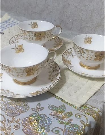 zerif cay: Çay dəsti, rəng - Ağ, Farfor, Geisha, 3 nəfərlik, Yaponiya — 1