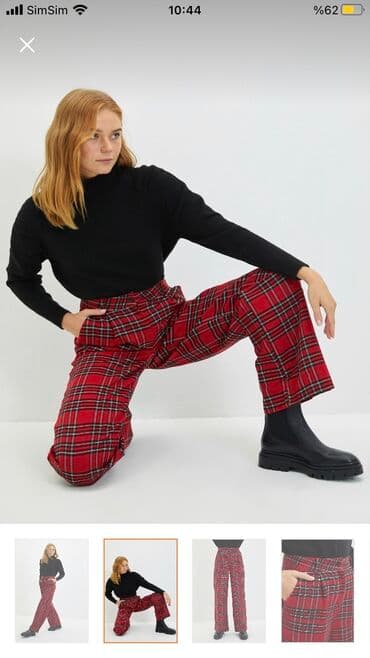 mersedes alt paltarı: Qırmızı bol paçalı şalvar — 2