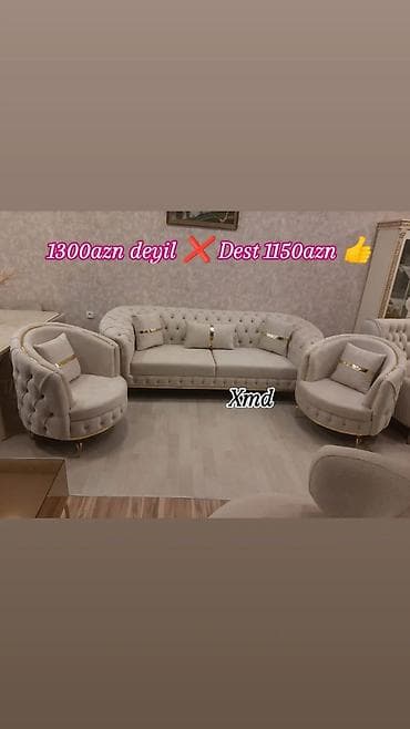 divan yuma aparati: Klassik üslubda 3 hissəli dəbli mebel dəsti: - 1 ədəd geniş üçlü divan — 1