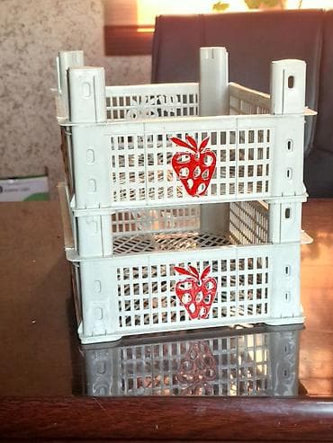 Plastik çiyələk yeşiyi. Qiyməti 30 qəpik