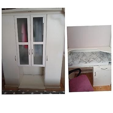 genc otaq: Ağ rəngdə modul mebel dəsti: - Şkaf-vitrin: ikiqat buzlu şüşəli — 1