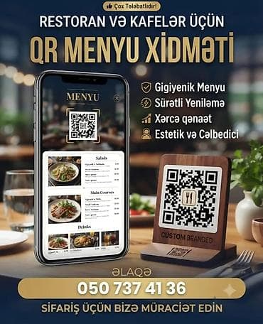 şəxsi muhafizə işi: Restoran və kafelər üçün həm menyuların hazırlanması,həm də QR menyu — 1