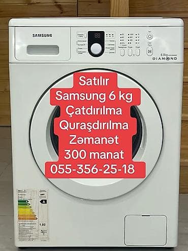 Paltaryuyan maşın Samsung, 6 kq, Qurutmasız, Kredit yoxdur