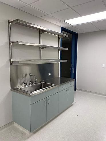 tibbi dolab: Paslanmayan poladdan laboratoriya mətbəxi modulu - Üst panel və arxa — 1