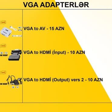 Adapterlər/Keçidlər ⭐AV to VGA – 15 AZN ⭐AV to HDMİ – 12 AZN ⭐Display — 7