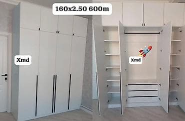 4 qapılı, Siyirməli, Ağ, Açılan, Düz dolab — 1