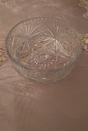meyve qabı: Kəsimli şüşə meyvə qabı - Material: qalın şüşə, əl işi üslubunda — 2