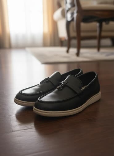 Qara lofer ayaqqabılar - Üst hissə: qara sintetik dəri, hamar və asan