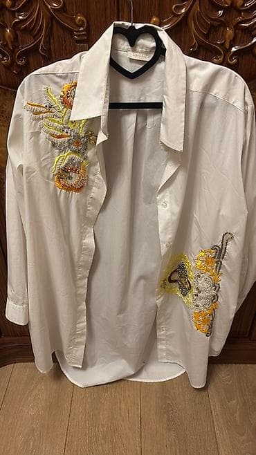 Личные вещи: Ağ rəngli qadın köynəyi – La Orée markası - Klassik yaxalı, uzunqol — 1