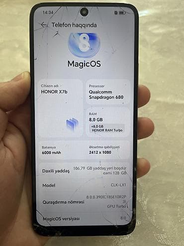 cat ekran: Honor X7b, 128 GB — 3