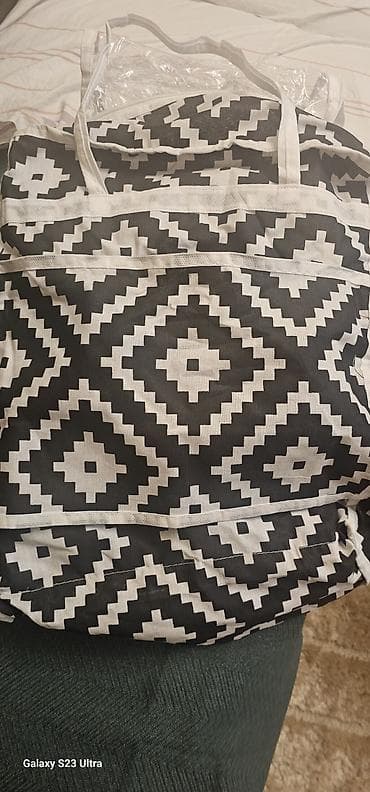 qəşəng profil şəkilləri: Ayaqqabı saxlama çantası – 12 bölməli - Material: parça (qara‑ağ — 2