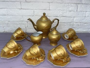 женьшень капсулы для набора веса: Чайный набор, цвет - Золотой, Фарфор, 6 персон, Япония — 1