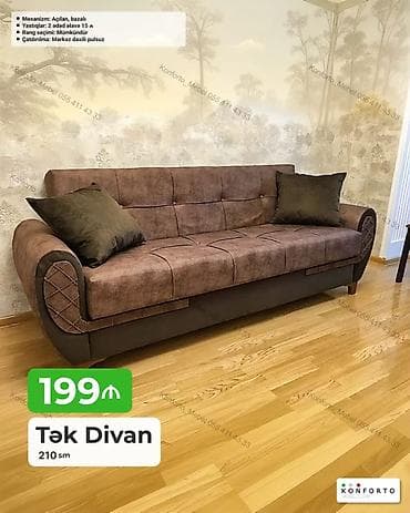 krep parca: Tək divan – 210 sm - Açılan, bazalı mexanizm: asanlıqla çarpayıya — 1