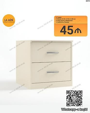 metbex olculeri: Tumba – minimalist dizayn, 2 çekmece. Ölçülər: D 40 × H 50 × U 40 sm — 1