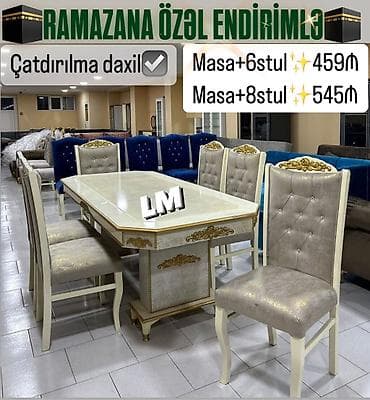 Qonaq otağı üçün, Açılmayan, Dördbucaq masa, 6 stul