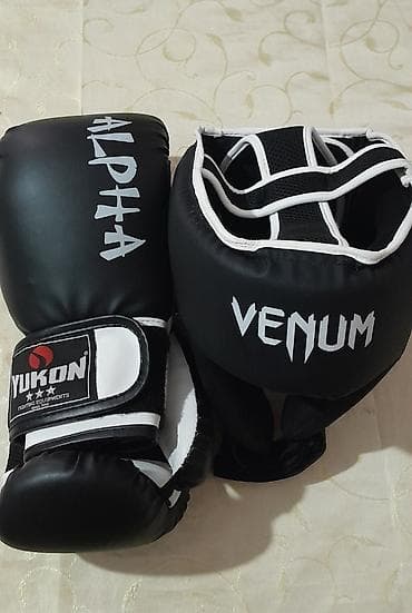 qapıçı əlcəyi qiyməti: Boks və döyüş idmanları üçün dəst Venum kask və Alpha markalı boks — 1