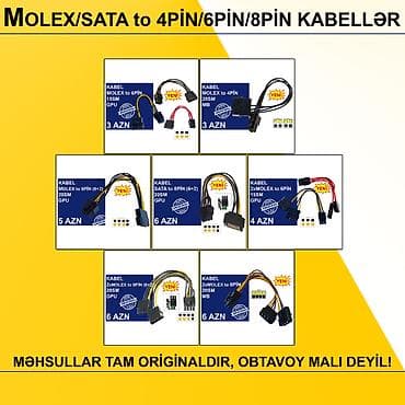 disk satisi: Kabellər "MOLEX/SATA to 4PİN/6PİN/8PİN Original" MƏHSULLAR TAM — 1