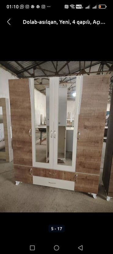 ikinci əl şkaf: Yeni, 4 qapılı Düz dolab, Dolab-asılqan — 14