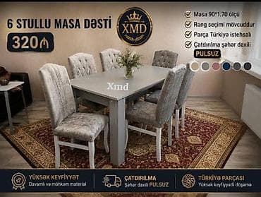 parca stul: Açılmayan, Dördbucaq masa, 6 stul — 1