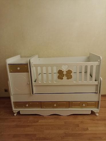 Uşaq beşiyi – transformasiya olunan model - Rəng: ağ-qızılı - Dizayn — 1