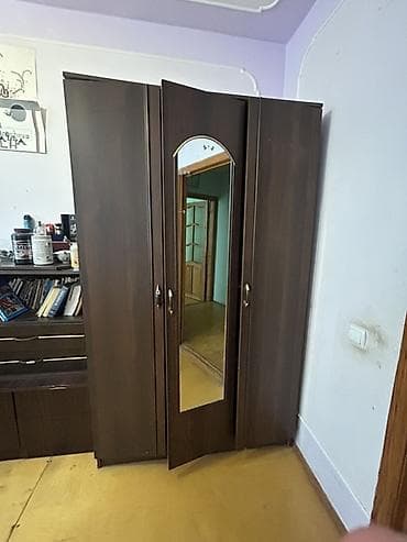 hamam şkaf: Qapılı paltar şkafı – tünd qəhvəyi rəng - Material: laminat/MDFlam — 1