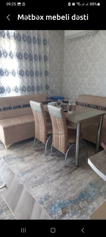 metbex dolabı: Для кухни, Раскладной, Прямоугольный стол, 2 стула — 1