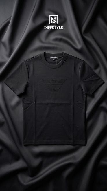 dsq şalvar: Emporio Armani qısaqol T‑shirt - Rənglər: tünd göy, ağ, qara - Ön — 3