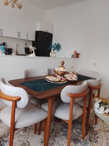 stul örtükləri: Mətbəx üçün, Yeni, Açılan, Dördbucaq masa, 6 stul — 4