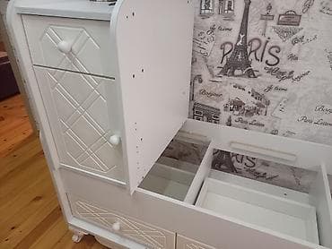 sultan tekstil: Uşaq otağı üçün çoxfunksiyalı ağ rəngli çarpayı-komod dəsti. Model — 4