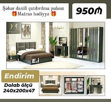 madeyra mebel: Yataq otağı dəsti – klassik-modern dizayn Qiymət: 950₼ Tərkibi: - İki — 1