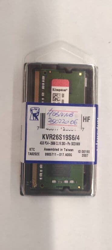 Ram ddr4 kingston valueram 4gb 2666mhz ddr4 notebook ram kvr26s19s6/4