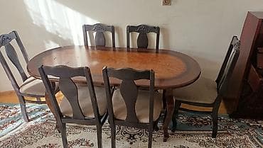 mətbəx stol stul ucuz: Qonaq otağı üçün, Oval masa, 6 stul — 1